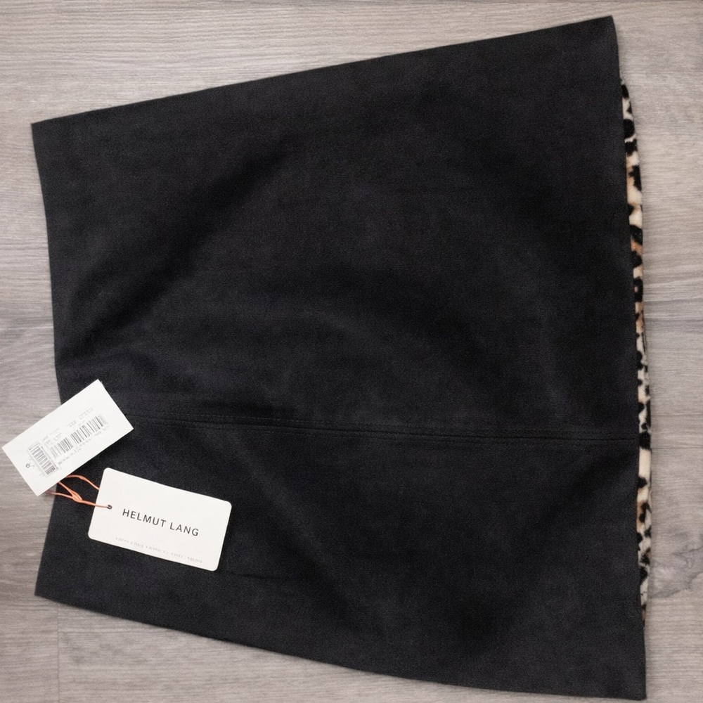 Skies Are Blue Black Mini Skirt with Leopard Edge